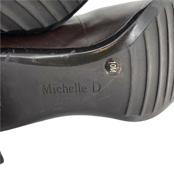 Michelle D Y2K Square Toe Heels Brown Size 10 Genuine Leather Block Heel Shoes - Picture 10 of 12